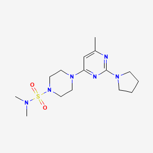 molecular formula C15H26N6O2S B4483824 N,N-dimethyl-4-[6-methyl-2-(1-pyrrolidinyl)-4-pyrimidinyl]-1-piperazinesulfonamide 