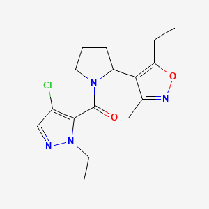 4-[1-(4-Chloro-1-ethyl-1H-pyrazole-5-carbonyl)pyrrolidin-2-YL]-5-ethyl-3-methyl-1,2-oxazole