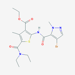 molecular formula C18H23BrN4O4S B448386 ethyl 2-{[(4-bromo-1-methyl-1H-pyrazol-5-yl)carbonyl]amino}-5-(diethylcarbamoyl)-4-methylthiophene-3-carboxylate 