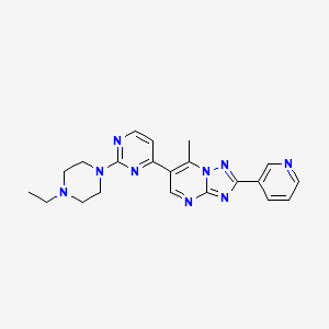 molecular formula C21H23N9 B4483885 6-[2-(4-ethylpiperazino)-4-pyrimidinyl]-7-methyl-2-(3-pyridyl)[1,2,4]triazolo[1,5-a]pyrimidine 