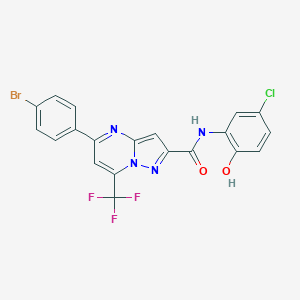 molecular formula C20H11BrClF3N4O2 B448390 5-(4-bromophenyl)-N-(5-chloro-2-hydroxyphenyl)-7-(trifluoromethyl)pyrazolo[1,5-a]pyrimidine-2-carboxamide 