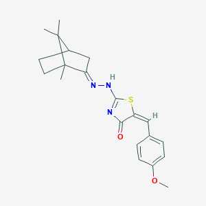 molecular formula C21H25N3O2S B448392 (5E)-5-[(4-methoxyphenyl)methylidene]-2-[(2E)-2-(1,7,7-trimethyl-2-bicyclo[2.2.1]heptanylidene)hydrazinyl]-1,3-thiazol-4-one 