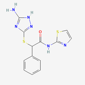 2-[(5-amino-1H-1,2,4-triazol-3-yl)sulfanyl]-2-phenyl-N-(1,3-thiazol-2-yl)acetamide