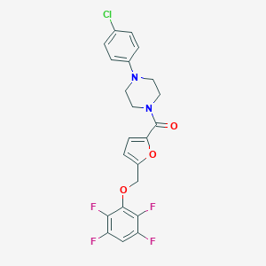 molecular formula C22H17ClF4N2O3 B448393 1-(4-Chlorophenyl)-4-{5-[(2,3,5,6-tetrafluorophenoxy)methyl]-2-furoyl}piperazine 