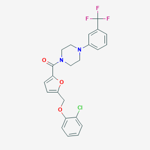 molecular formula C23H20ClF3N2O3 B448394 1-{5-[(2-Chlorophenoxy)methyl]-2-furoyl}-4-[3-(trifluoromethyl)phenyl]piperazine 