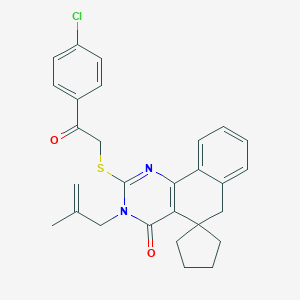 2-[2-(4-chlorophenyl)-2-oxoethyl]sulfanyl-3-(2-methylprop-2-enyl)spiro[6H-benzo[h]quinazoline-5,1'-cyclopentane]-4-one