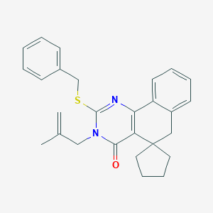 molecular formula C27H28N2OS B448405 2-benzylsulfanyl-3-(2-methylprop-2-enyl)spiro[6H-benzo[h]quinazoline-5,1'-cyclopentane]-4-one CAS No. 328072-18-0