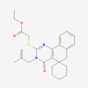 molecular formula C25H30N2O3S B448408 ethyl 2-[3-(2-methylprop-2-enyl)-4-oxospiro[6H-benzo[h]quinazoline-5,1'-cyclohexane]-2-yl]sulfanylacetate CAS No. 354547-04-9