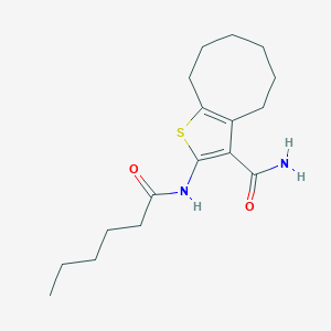 molecular formula C17H26N2O2S B448414 2-(Hexanoylamino)-4,5,6,7,8,9-hexahydrocycloocta[b]thiophene-3-carboxamide 
