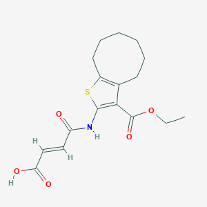molecular formula C17H21NO5S B448418 (2E)-4-{[3-(ethoxycarbonyl)-4,5,6,7,8,9-hexahydrocycloocta[b]thiophen-2-yl]amino}-4-oxobut-2-enoic acid 