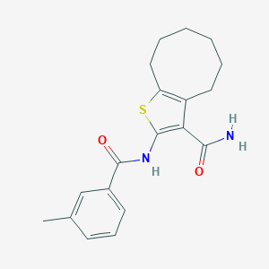 molecular formula C19H22N2O2S B448421 2-[(3-Methylbenzoyl)amino]-4,5,6,7,8,9-hexahydrocycloocta[b]thiophene-3-carboxamide 
