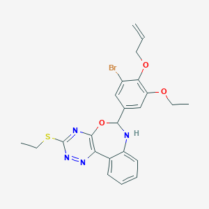 molecular formula C23H23BrN4O3S B448424 6-[4-(Allyloxy)-3-bromo-5-ethoxyphenyl]-3-(ethylsulfanyl)-6,7-dihydro[1,2,4]triazino[5,6-d][3,1]benzoxazepine 