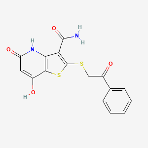 7-hydroxy-5-oxo-2-[(2-oxo-2-phenylethyl)thio]-4,5-dihydrothieno[3,2-b]pyridine-3-carboxamide