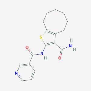 molecular formula C17H19N3O2S B448428 N-(3-carbamoyl-4,5,6,7,8,9-hexahydrocycloocta[b]thiophen-2-yl)pyridine-3-carboxamide 
