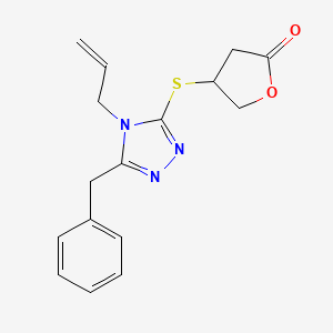 molecular formula C16H17N3O2S B4484300 4-[(4-allyl-5-benzyl-4H-1,2,4-triazol-3-yl)thio]dihydro-2(3H)-furanone 