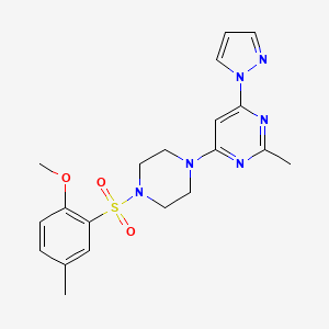 4-{4-[(2-methoxy-5-methylphenyl)sulfonyl]-1-piperazinyl}-2-methyl-6-(1H-pyrazol-1-yl)pyrimidine