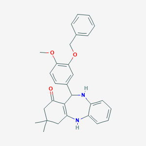molecular formula C29H30N2O3 B448433 6-(3-benzyloxy-4-methoxy-phenyl)-9,9-dimethyl-6,8,10,11-tetrahydro-5H-benzo[b][1,4]benzodiazepin-7-one 