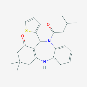 molecular formula C24H28N2O2S B448434 9,9-Dimethyl-5-(3-methylbutanoyl)-6-(2-thienyl)-6,8,10,11-tetrahydrobenzo[b][1,4]benzodiazepin-7-one CAS No. 337502-76-8