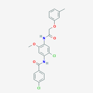 molecular formula C23H20Cl2N2O4 B448447 4-chloro-N-(2-chloro-5-methoxy-4-{[(3-methylphenoxy)acetyl]amino}phenyl)benzamide 