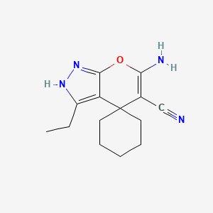 6'-amino-3'-ethyl-2'H-spiro[cyclohexane-1,4'-pyrano[2,3-c]pyrazole]-5'-carbonitrile