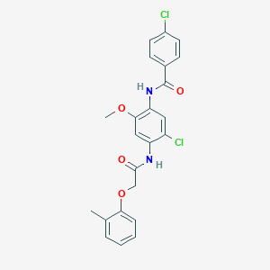 molecular formula C23H20Cl2N2O4 B448456 4-chloro-N-(5-chloro-2-methoxy-4-{[(2-methylphenoxy)acetyl]amino}phenyl)benzamide 