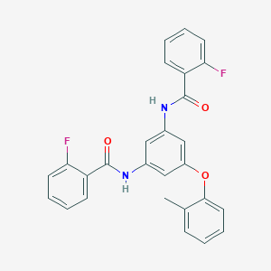 2-fluoro-N-[3-[(2-fluorobenzoyl)amino]-5-(2-methylphenoxy)phenyl]benzamide