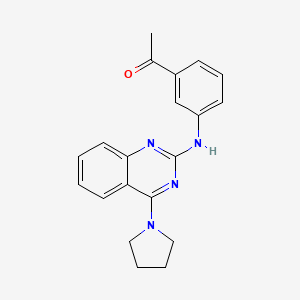 molecular formula C20H20N4O B4484579 1-(3-{[4-(1-pyrrolidinyl)-2-quinazolinyl]amino}phenyl)ethanone 