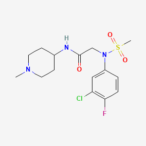 molecular formula C15H21ClFN3O3S B4484668 N~2~-(3-chloro-4-fluorophenyl)-N~1~-(1-methyl-4-piperidinyl)-N~2~-(methylsulfonyl)glycinamide 