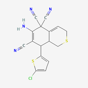 6-Amino-8-(5-chlorothiophen-2-yl)-1,3,8,8a-tetrahydroisothiochromene-5,5,7-tricarbonitrile