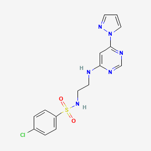 4-chloro-N-(2-{[6-(1H-pyrazol-1-yl)-4-pyrimidinyl]amino}ethyl)benzenesulfonamide