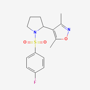 molecular formula C15H17FN2O3S B4484802 4-[1-(4-Fluorobenzenesulfonyl)pyrrolidin-2-YL]-3,5-dimethyl-1,2-oxazole 