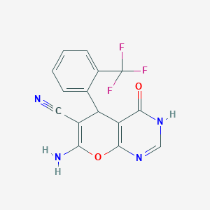 7-Amino-4-oxo-5-[2-(trifluoromethyl)phenyl]-3,5-dihydropyrano[2,3-d]pyrimidine-6-carbonitrile