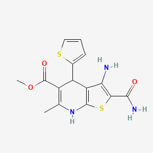 methyl 3-amino-2-(aminocarbonyl)-6-methyl-4-(2-thienyl)-4,7-dihydrothieno[2,3-b]pyridine-5-carboxylate