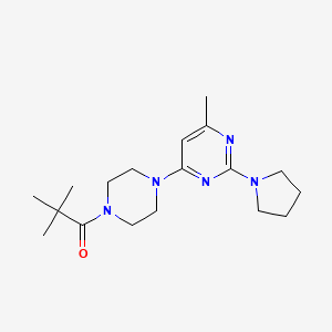 4-[4-(2,2-dimethylpropanoyl)-1-piperazinyl]-6-methyl-2-(1-pyrrolidinyl)pyrimidine