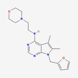 molecular formula C19H25N5O2 B4485074 N-[7-(2-FURYLMETHYL)-5,6-DIMETHYL-7H-PYRROLO[2,3-D]PYRIMIDIN-4-YL]-N-(2-MORPHOLINOETHYL)AMINE 