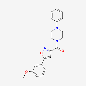 molecular formula C21H21N3O3 B4485088 1-{[5-(3-methoxyphenyl)-3-isoxazolyl]carbonyl}-4-phenylpiperazine 