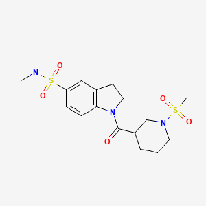 molecular formula C17H25N3O5S2 B4485091 1-(1-METHANESULFONYLPIPERIDINE-3-CARBONYL)-N,N-DIMETHYL-2,3-DIHYDRO-1H-INDOLE-5-SULFONAMIDE 