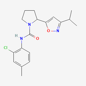 molecular formula C18H22ClN3O2 B4485209 N-(2-Chloro-4-methylphenyl)-2-[3-(propan-2-YL)-1,2-oxazol-5-YL]pyrrolidine-1-carboxamide 