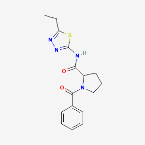 molecular formula C16H18N4O2S B4485231 1-benzoyl-N-(5-ethyl-1,3,4-thiadiazol-2-yl)prolinamide 