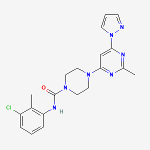 N-(3-chloro-2-methylphenyl)-4-[2-methyl-6-(1H-pyrazol-1-yl)-4-pyrimidinyl]-1-piperazinecarboxamide