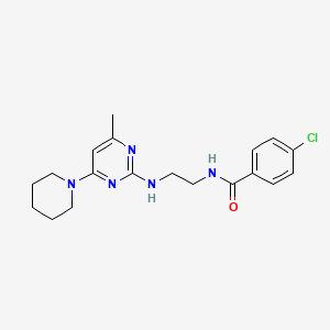 4-chloro-N-(2-{[4-methyl-6-(1-piperidinyl)-2-pyrimidinyl]amino}ethyl)benzamide