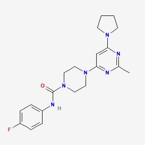 molecular formula C20H25FN6O B4485665 N-(4-Fluorophenyl)-4-[2-methyl-6-(pyrrolidin-1-YL)pyrimidin-4-YL]piperazine-1-carboxamide 