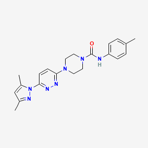 molecular formula C21H25N7O B4485707 4-[6-(3,5-dimethyl-1H-pyrazol-1-yl)-3-pyridazinyl]-N-(4-methylphenyl)-1-piperazinecarboxamide 