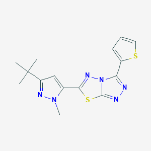 molecular formula C15H16N6S2 B4485716 6-[3-(TERT-BUTYL)-1-METHYL-1H-PYRAZOL-5-YL]-3-(2-THIENYL)[1,2,4]TRIAZOLO[3,4-B][1,3,4]THIADIAZOLE 