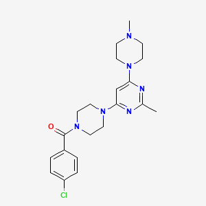 molecular formula C21H27ClN6O B4485731 4-[4-(4-Chlorobenzoyl)piperazin-1-yl]-2-methyl-6-(4-methylpiperazin-1-yl)pyrimidine 