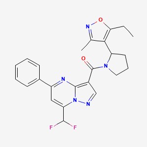 molecular formula C24H23F2N5O2 B4486004 7-(difluoromethyl)-3-{[2-(5-ethyl-3-methyl-4-isoxazolyl)-1-pyrrolidinyl]carbonyl}-5-phenylpyrazolo[1,5-a]pyrimidine 