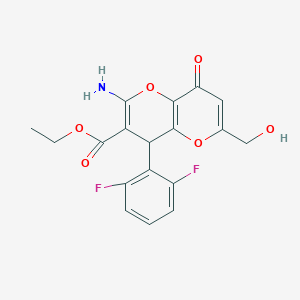 ethyl 2-amino-4-(2,6-difluorophenyl)-6-(hydroxymethyl)-8-oxo-4,8-dihydropyrano[3,2-b]pyran-3-carboxylate