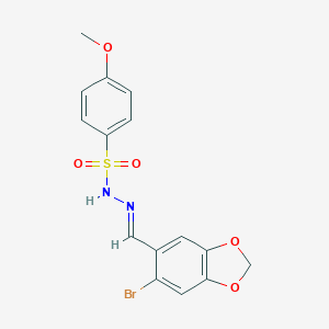molecular formula C15H13BrN2O5S B448616 N'-[(6-bromo-1,3-benzodioxol-5-yl)methylene]-4-methoxybenzenesulfonohydrazide 