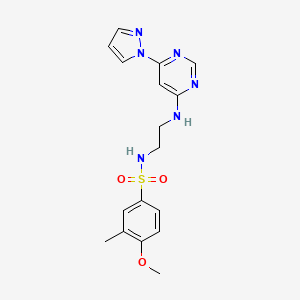 molecular formula C17H20N6O3S B4486183 4-methoxy-3-methyl-N-(2-{[6-(1H-pyrazol-1-yl)-4-pyrimidinyl]amino}ethyl)benzenesulfonamide 