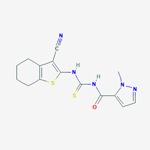 molecular formula C15H15N5OS2 B448639 N-(3-cyano-4,5,6,7-tetrahydro-1-benzothien-2-yl)-N'-[(1-methyl-1H-pyrazol-5-yl)carbonyl]thiourea 